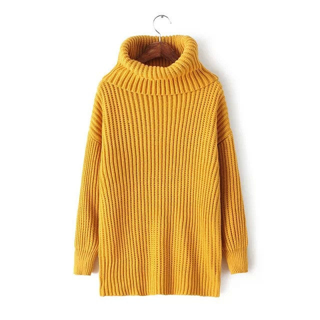 Lapel Pullover Loose High Collar Solid Sweater - May Your Fashion - 13