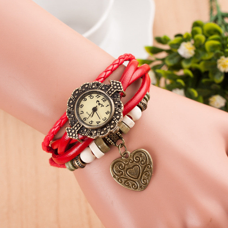 Retro Style Heart Double Arrow Watch