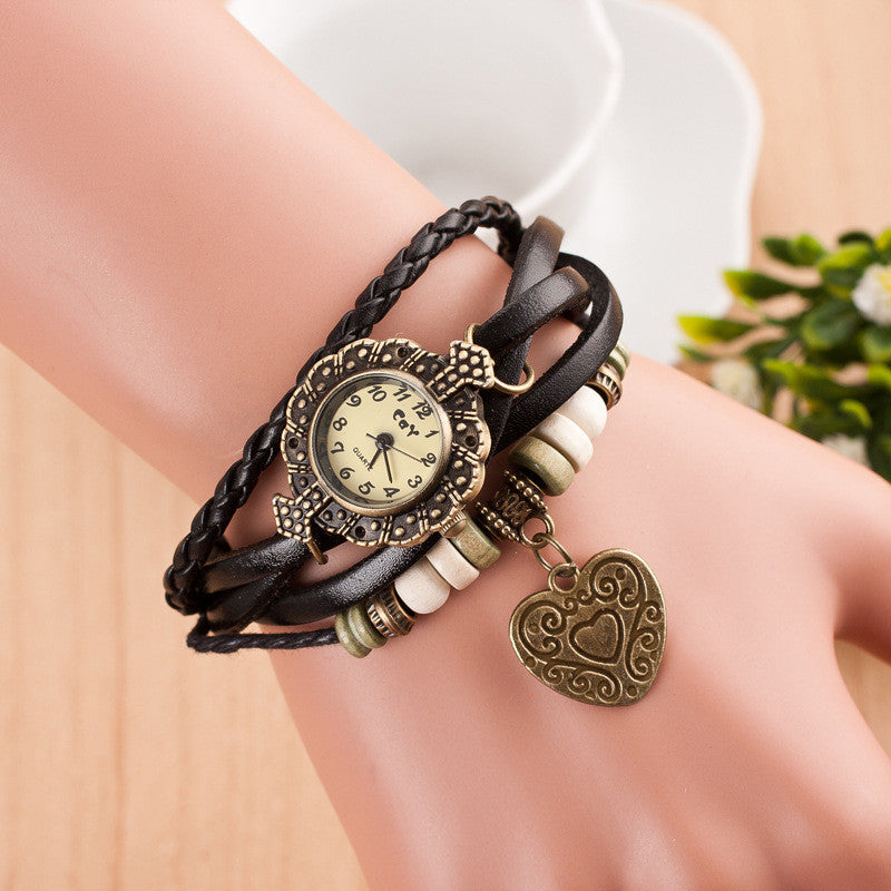 Retro Style Heart Double Arrow Watch