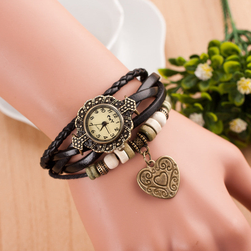Retro Style Heart Double Arrow Watch