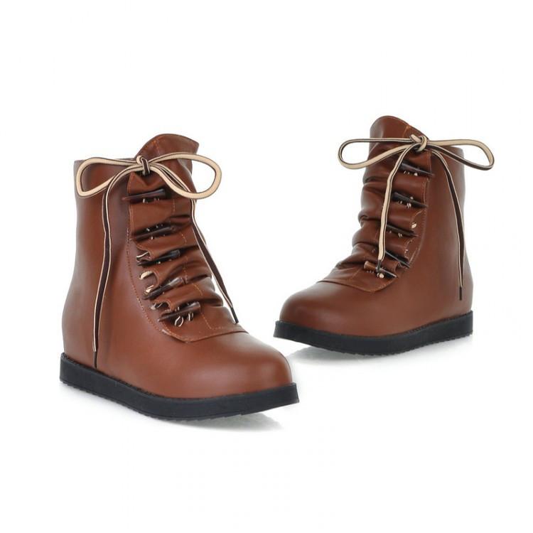 Pure Color Horn Decorate Wrinkle Short Boots