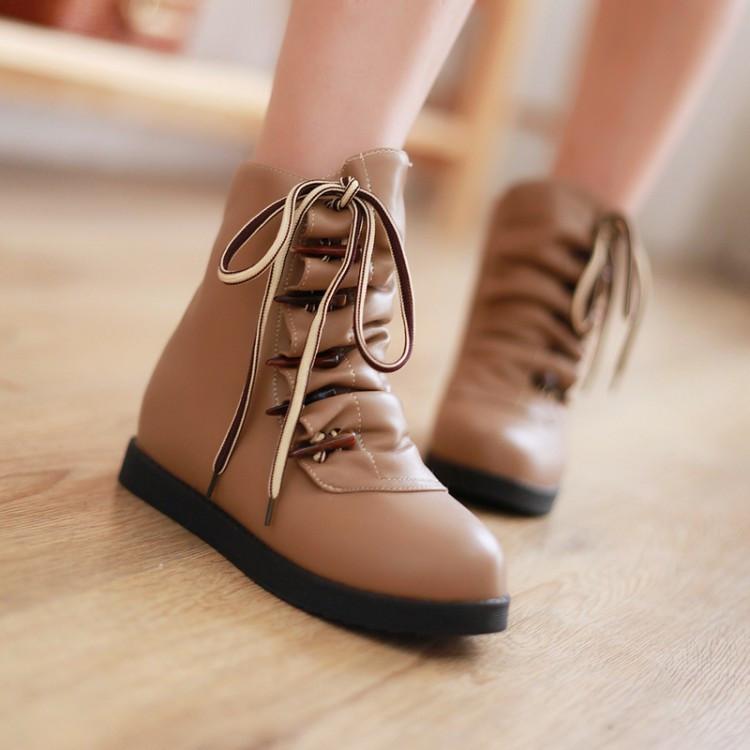 Pure Color Horn Decorate Wrinkle Short Boots