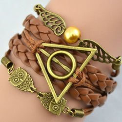 Synthetic Leather Bracelet Snitch Angel Wings Owl