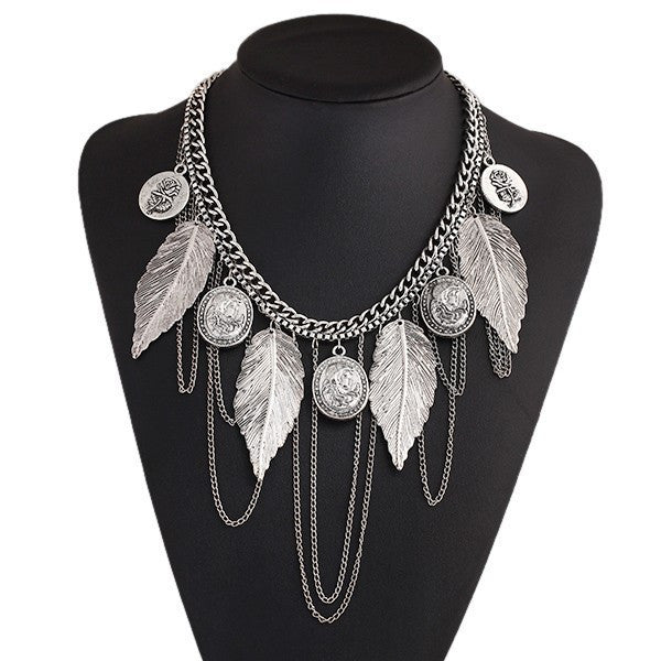 European Punk Retro Style Avatar Leaves Pendant Necklace