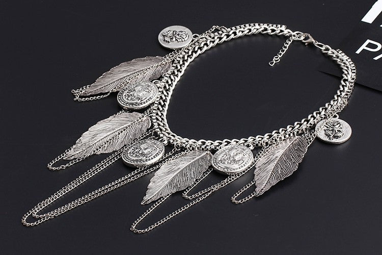 European Punk Retro Style Avatar Leaves Pendant Necklace