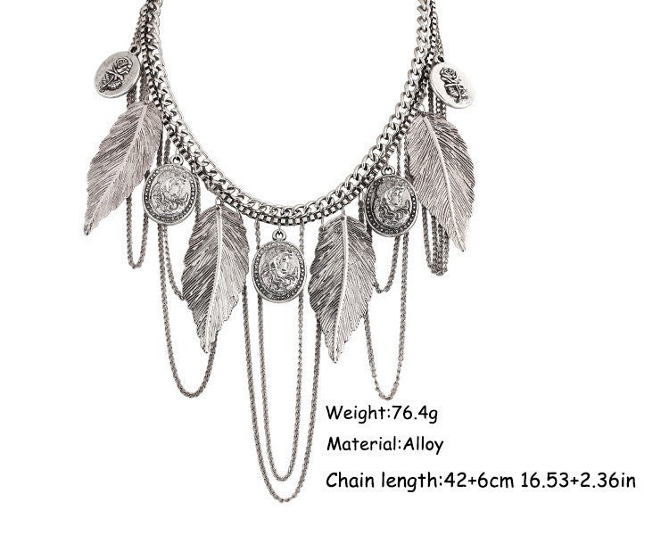 European Punk Retro Style Avatar Leaves Pendant Necklace