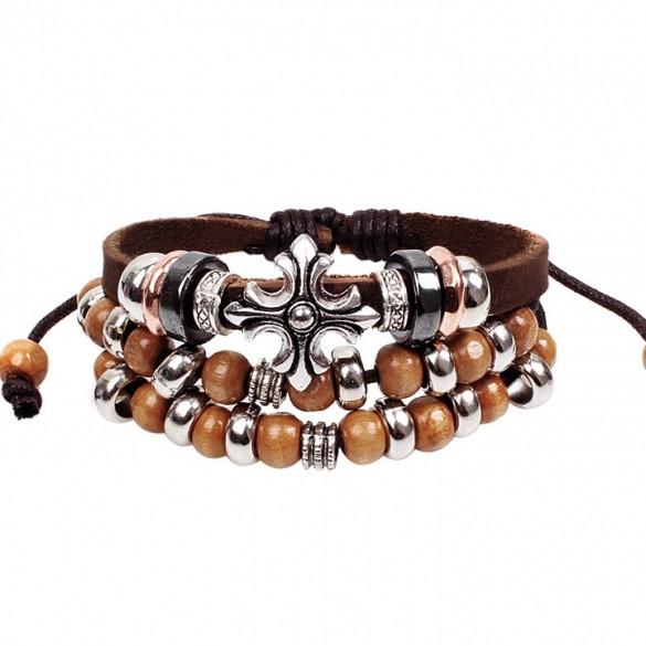 4 Retro Styles Bracelet Synthetic Leather Weave Braid Bracelet