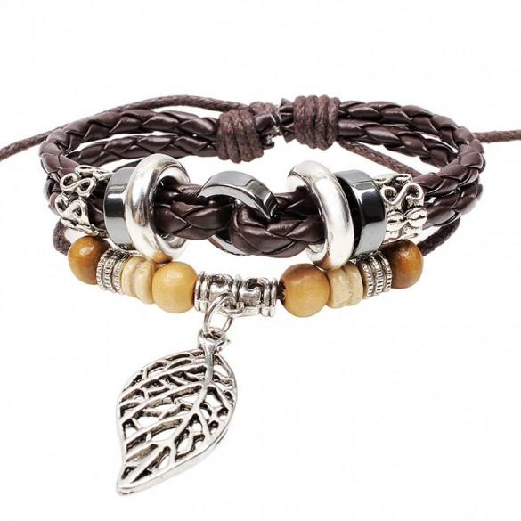 4 Retro Styles Bracelet Synthetic Leather Weave Braid Bracelet