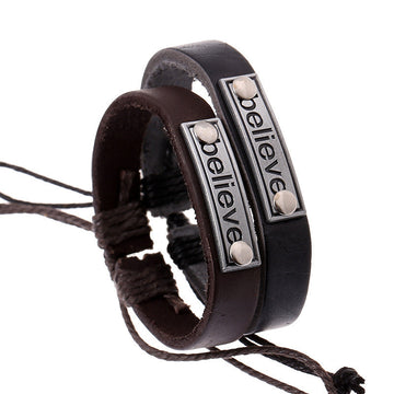 Fashion Believe Leather Couples Bracelet