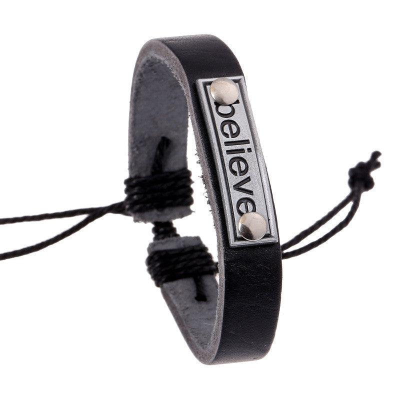 Fashion Believe Leather Couples Bracelet
