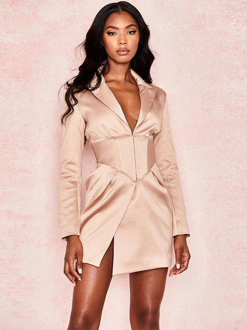 Deep V LAPEL SUIT Slim Coat Dress