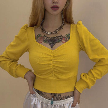 Big V-neck Crop Top