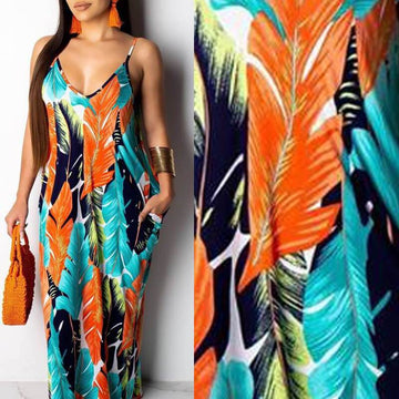 Flower Print Scoop Loose Sleeveless Long Dress