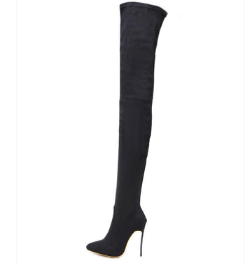 Thin High Heel Pointed Suede Long Tube Knee High Women's Boots