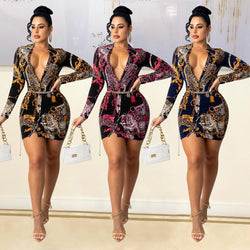 Long sleeve Digital Print Shirt Dress