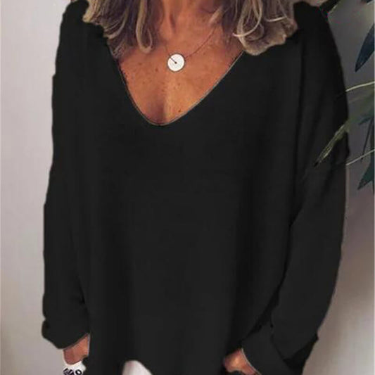Loose Deep V-neck T-shirt