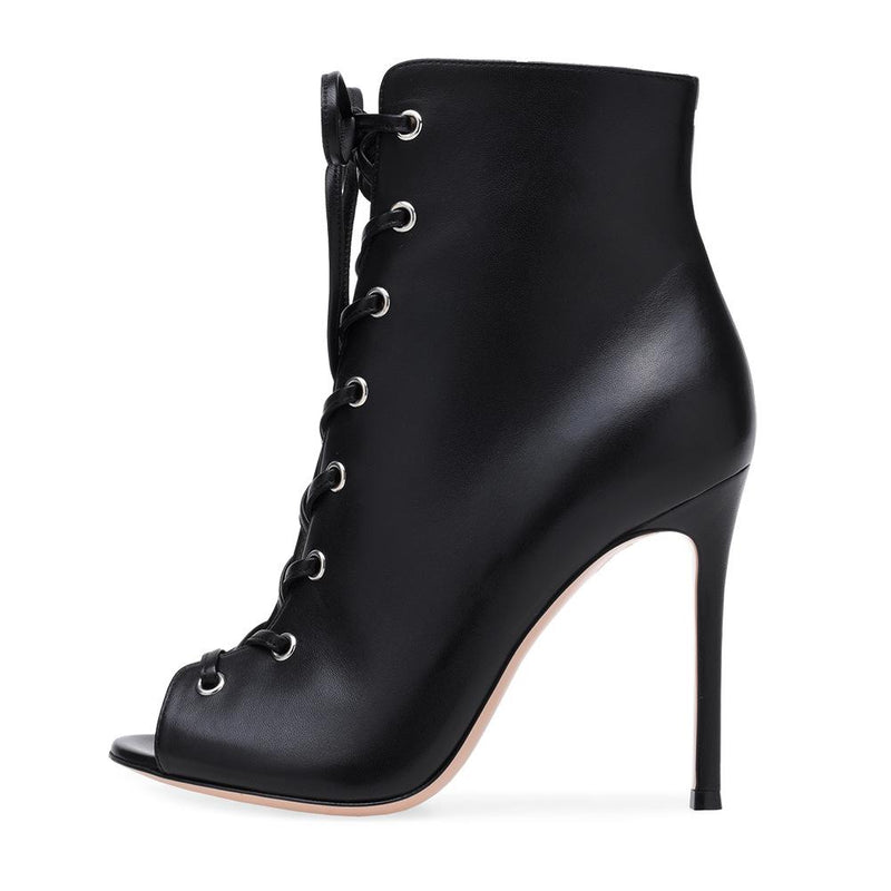 Ultra High Heel Fish Mouth Lace Up Boots
