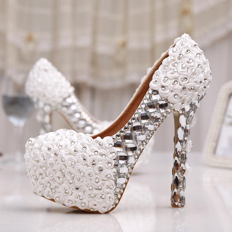 Rose Flower Diamond Wedding Shoes