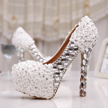 Rose Flower Diamond Wedding Shoes