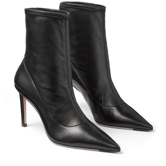 Sexy PU Plain Point Toe Strap High Heel Ankle Boots