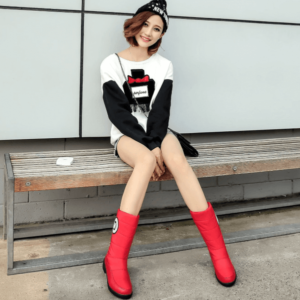 Low Chunky Heel Platform Mid Calf Boots 