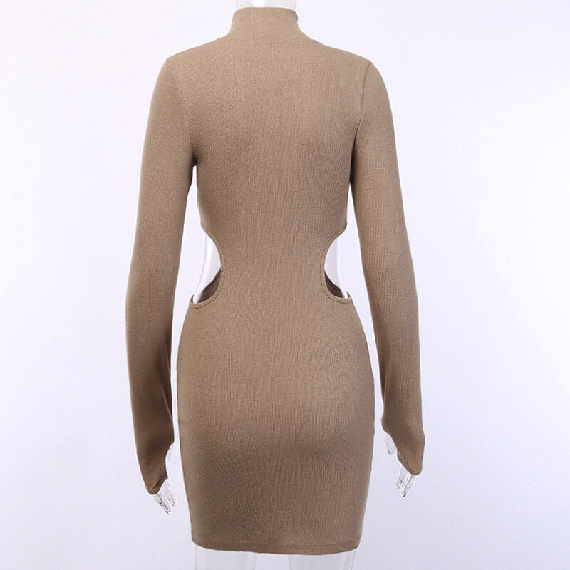 Ribbed Cut Out Bodycon Short Dress