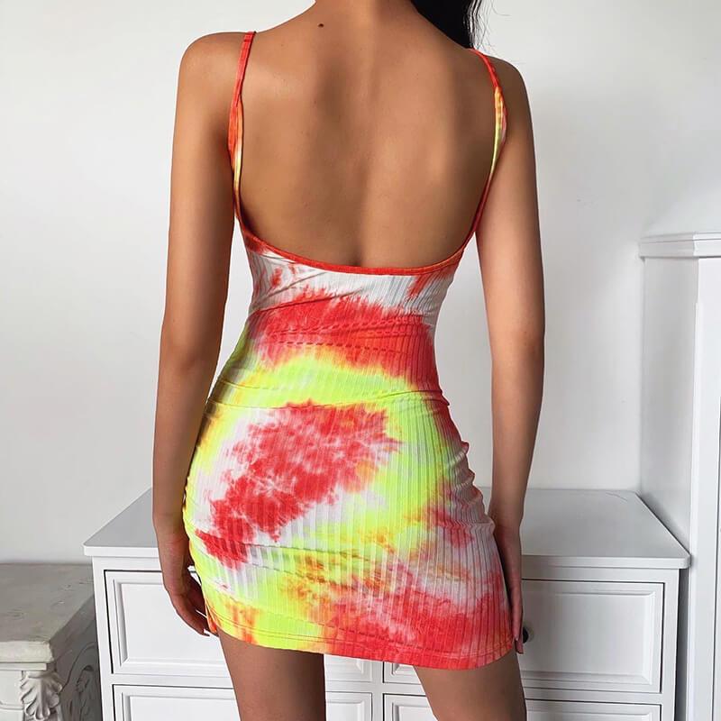 Backless Ribbed Sling Bodycon Dress