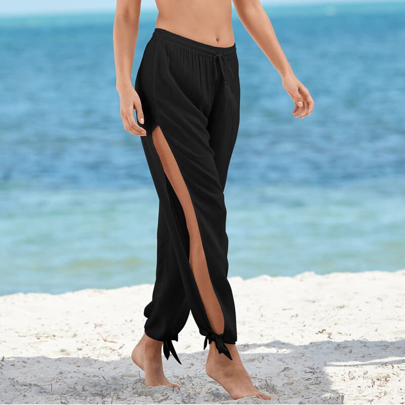 Sexy Loose Beach Elastic Waist Split Pants