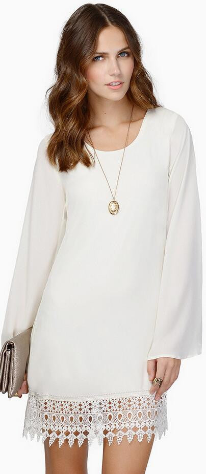 Plus Size Patchwork Scoop Loose Chiffon Short Dress