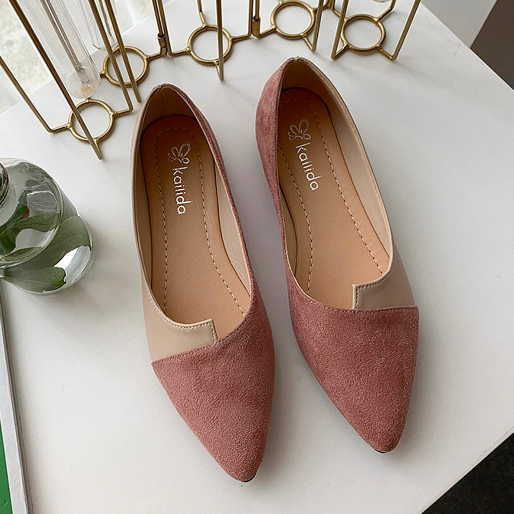 Suede Slip On Loafers Pointed Toe Flats