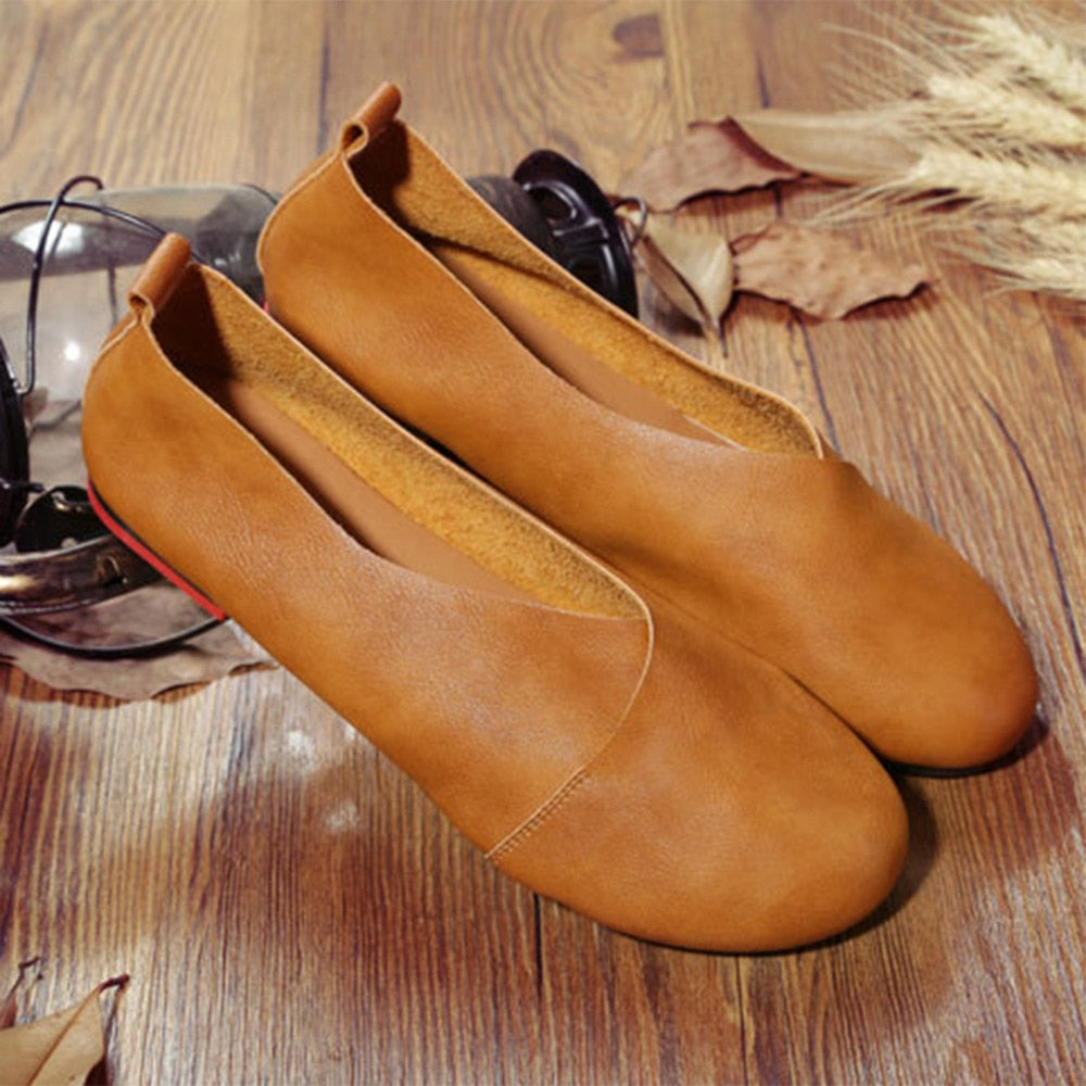 Flexible Spring Casual Leather Flats