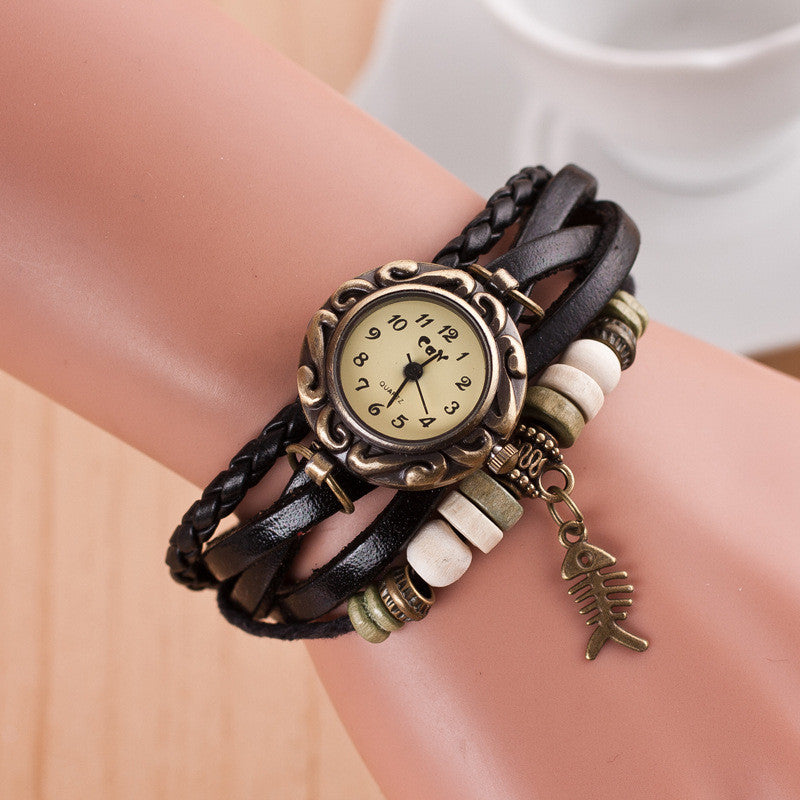 Retro Style Fish Bone Watch