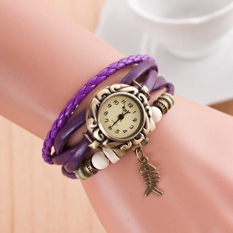Retro Style Fish Bone Watch