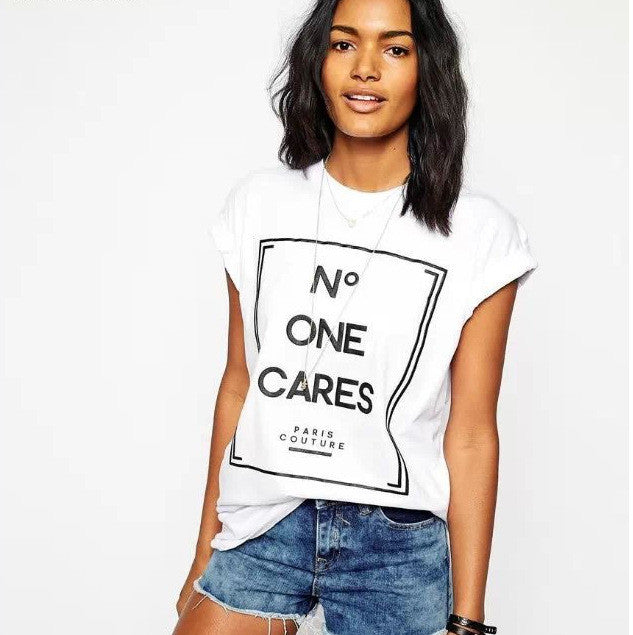 N Letters Flower Print Scoop Short Sleeves Fashion T-shirt
