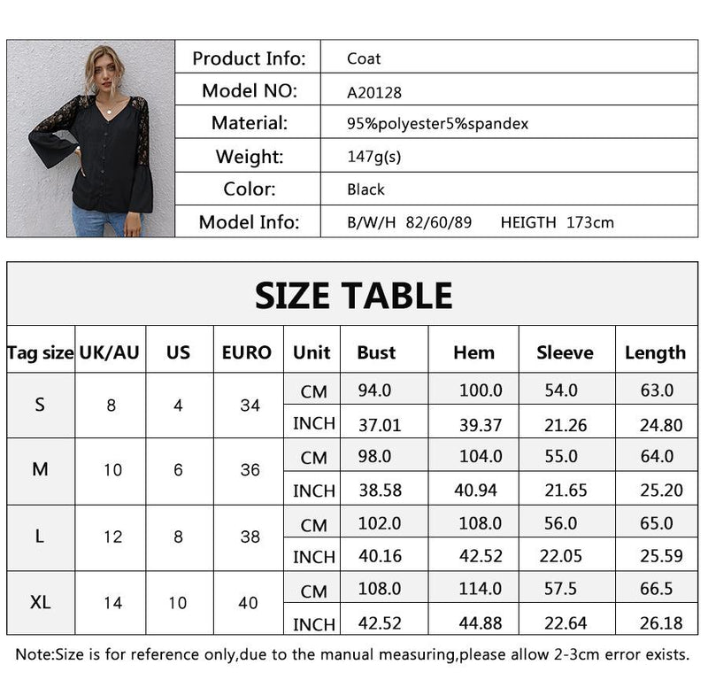V-neck Lace Long Sleeve Top