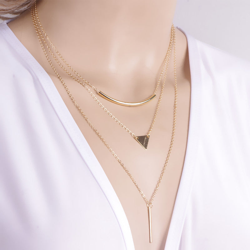 Classic Triangle Sequins Multilayer Necklace