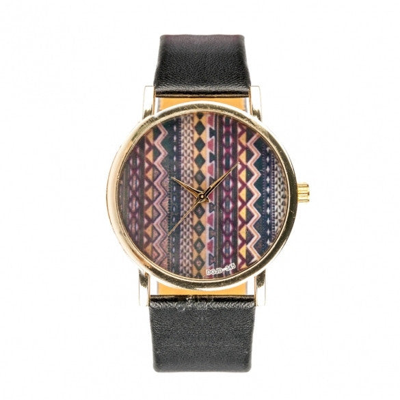 Fashion Stripe Wave Design Watch For Women Lady Alloy PU Leather Wrist Watch HOT