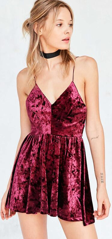 Sexy Deep V Neck Cross Spaghetti Strap Short Dress