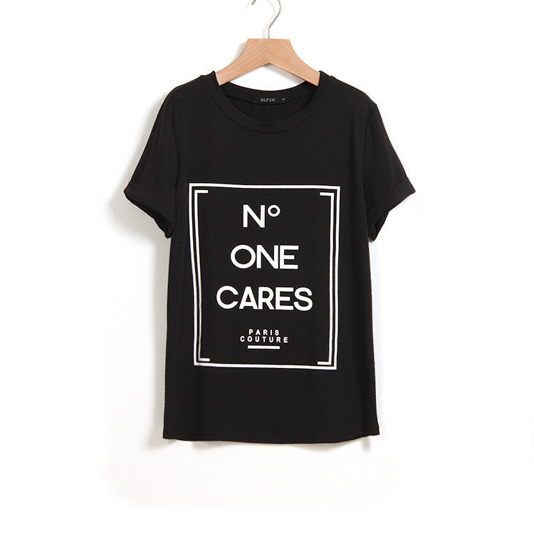 N Letters Flower Print Scoop Short Sleeves Fashion T-shirt