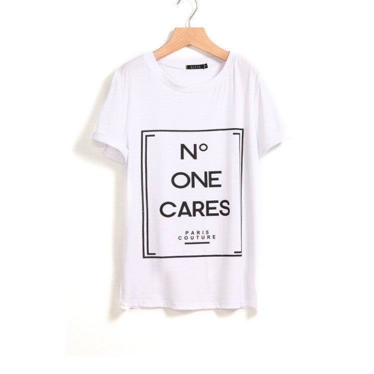 N Letters Flower Print Scoop Short Sleeves Fashion T-shirt