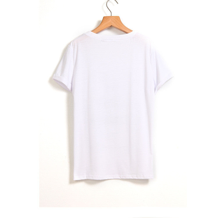 N Letters Flower Print Scoop Short Sleeves Fashion T-shirt