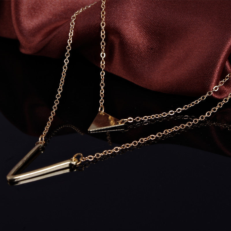 V Pendant Triangle Sequins Multilayer Necklace