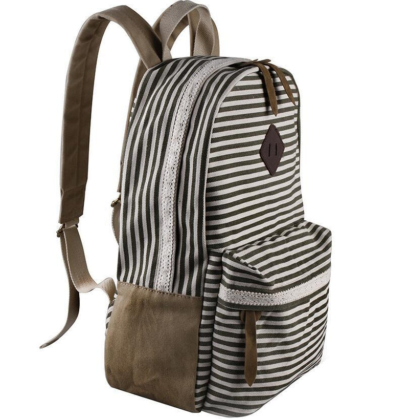 2016 Classical Stripe Lace Canvas Backpack - Meet Yours Fashion - 6