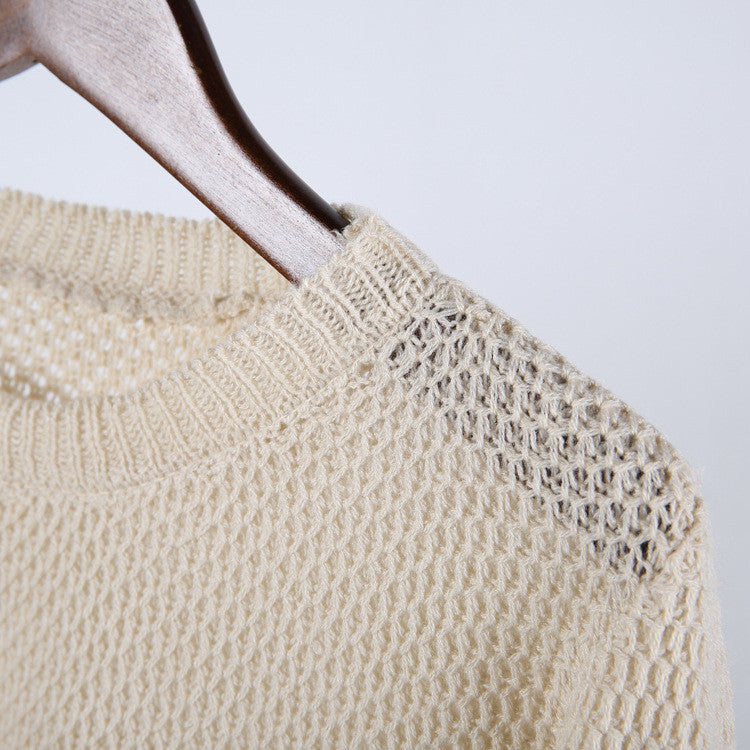 Round Collar Hollow Out Casual Sweater