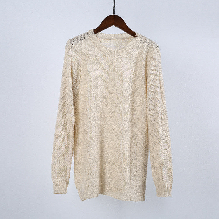 Round Collar Hollow Out Casual Sweater