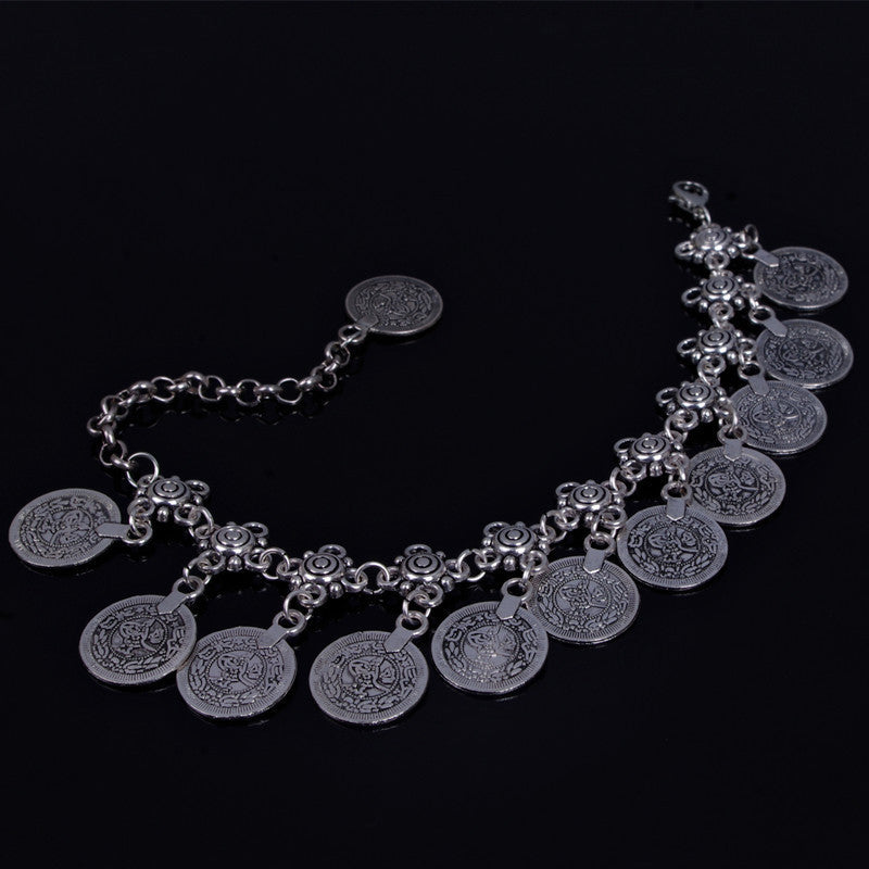 Retro Coin Tassel Anklet