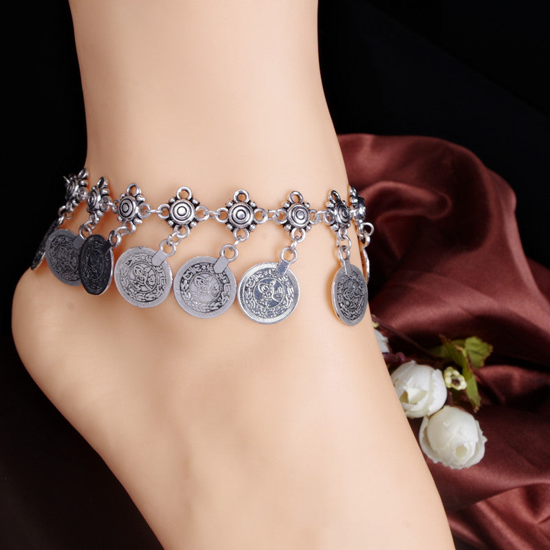 Retro Coin Tassel Anklet