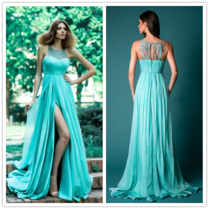 Lace Chiffon Patchworking Split Long Party Dress - MeetYoursFashion - 1