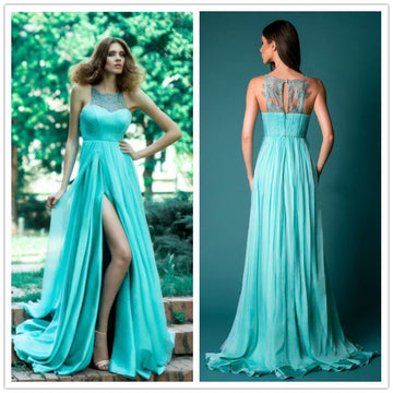 Lace Chiffon Patchworking Split Long Party Dress - MeetYoursFashion - 1