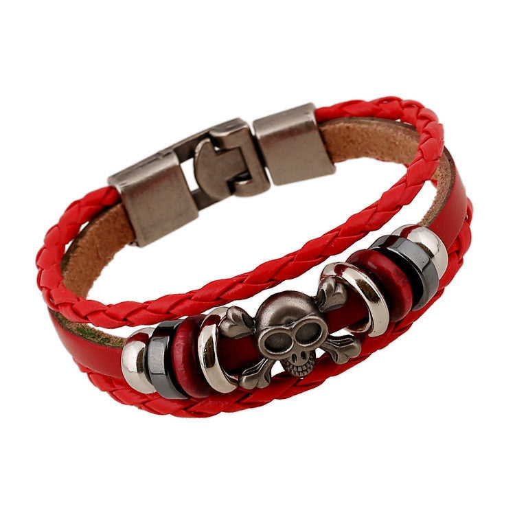 Hand-woven Multicolor Beaded Leather Bracelet